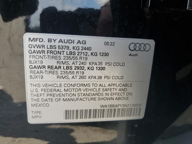 2022 AUDI Q5 PREMIUM WA1BBAFY3N2126638