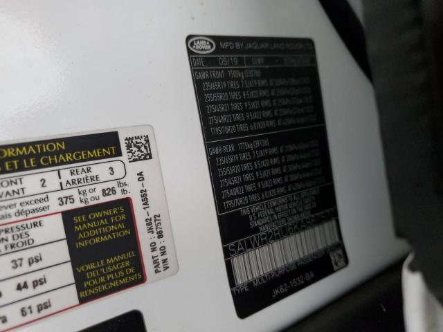 2019 LAND ROVER RANGE ROVE SALWR2RU6KA867572