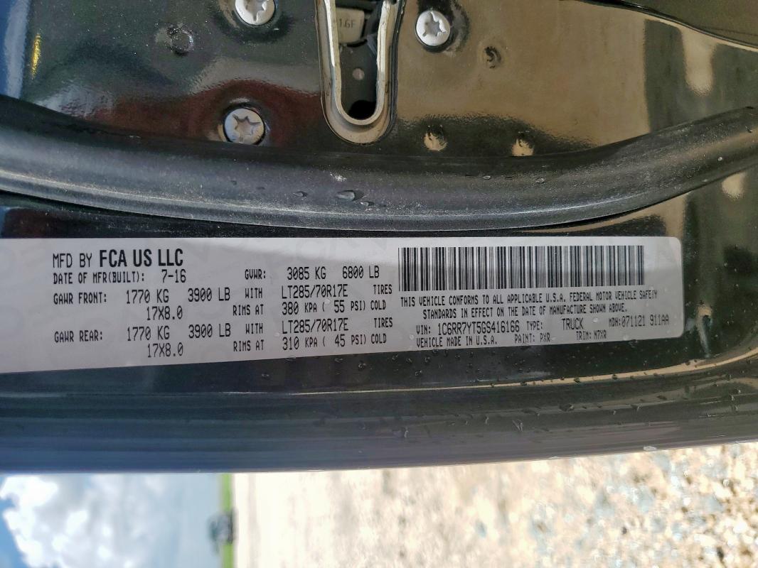 2016 RAM 1500 REBEL 1C6RR7YT5GS416166