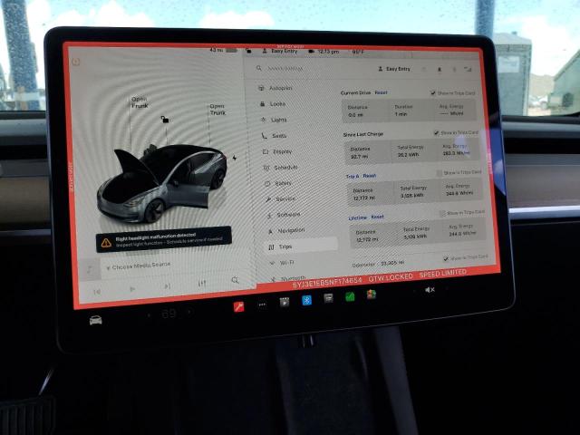 2022 TESLA MODEL 3 5YJ3E1EB5NF174654