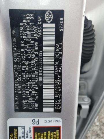 2012 TOYOTA CAMRY BASE - 4T1BF1FK9CU637192
