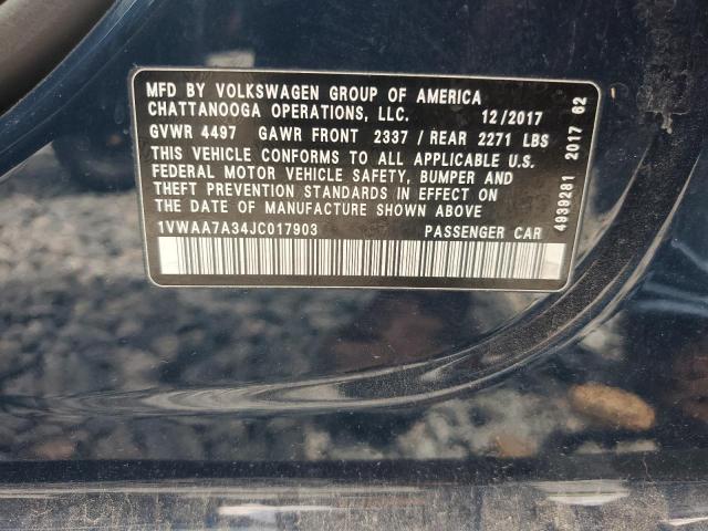 2018 VOLKSWAGEN PASSAT S 1VWAA7A34JC017903
