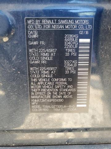2016 NISSAN ROGUE S KNMAT2MT4GP659390