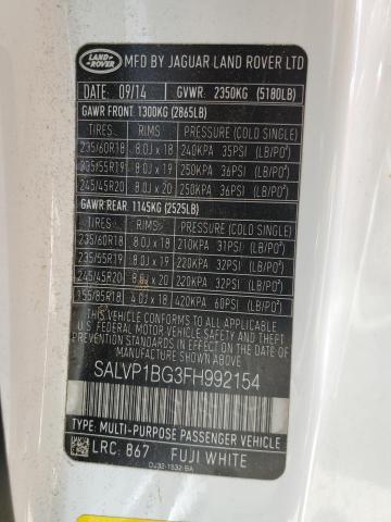 2015 LAND ROVER RANGE ROVE SALVP1BG3FH992154