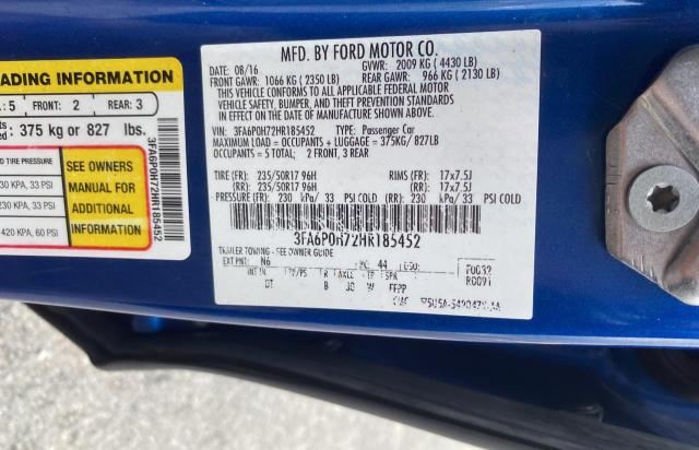 2017 FORD FUSION SE 3FA6P0H72HR185452