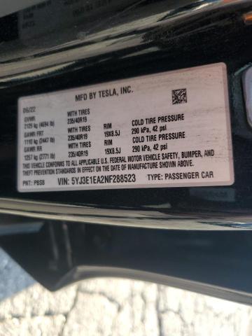 2022 TESLA MODEL 3 5YJ3E1EA2NF288523