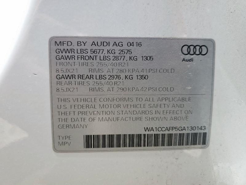 2016 AUDI SQ5 PREMIU WA1CCAFP5GA130143