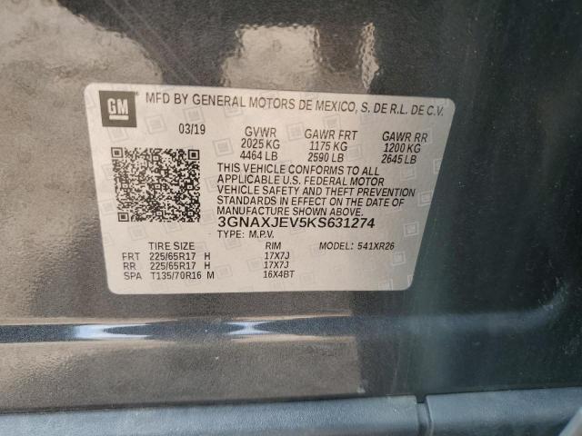 2019 CHEVROLET EQUINOX LT 3GNAXJEV5KS631274