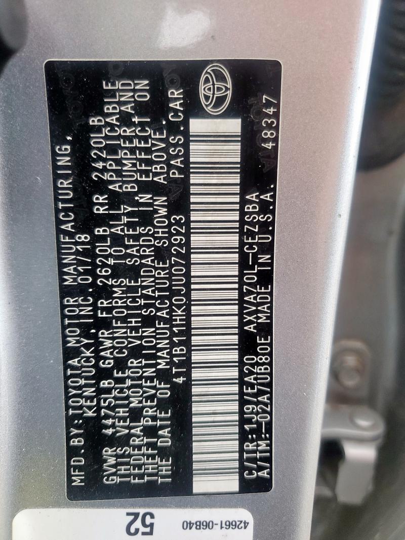 2018 TOYOTA CAMRY L - 4T1B11HK0JU072923