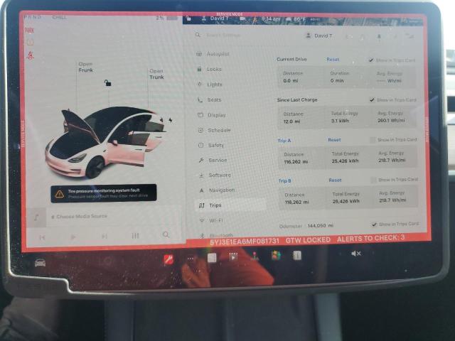 2021 TESLA MODEL 3 5YJ3E1EA6MF081731