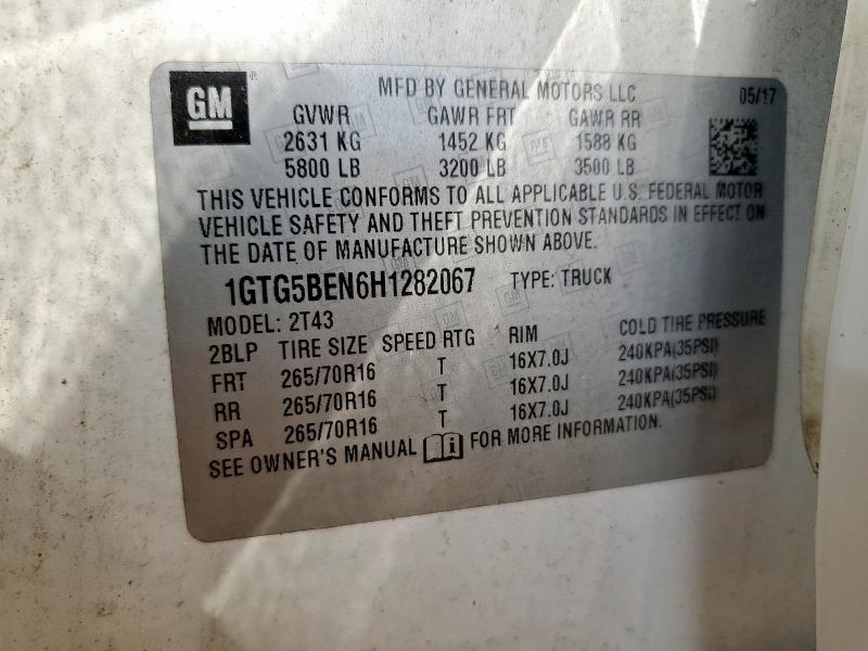 2017 GMC CANYON 1GTG5BEN6H1282067