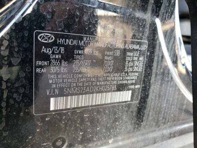 2019 HYUNDAI SANTA FE SE 5NMS23AD2KH025765