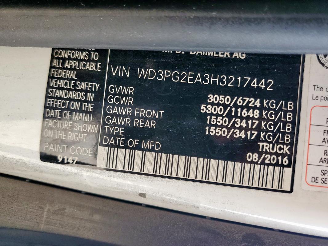 2017 MERCEDES-BENZ METRIS WD3PG2EA3H3217442