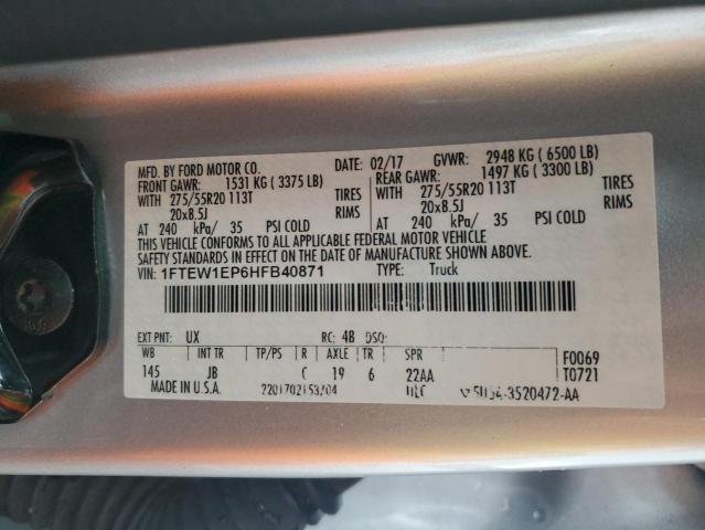 2017 FORD F150 SUPER - 1FTEW1EP6HFB40871