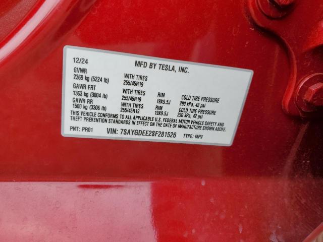 2025 TESLA MODEL Y 7SAYGDEE2SF281526