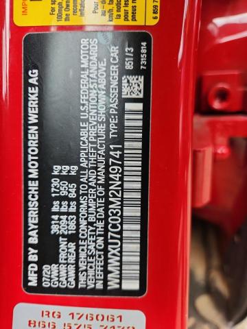 2021 MINI COOPER WMWXU7C03M2N49741
