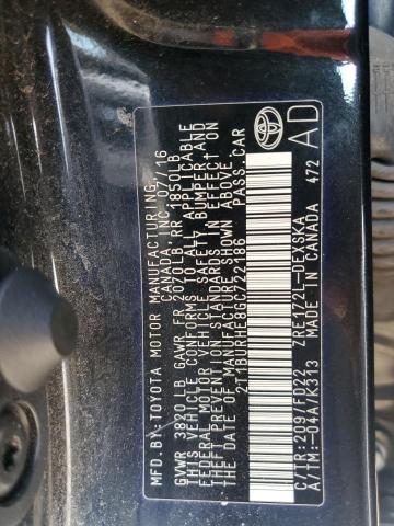 2016 TOYOTA COROLLA L 2T1BURHE8GC722186