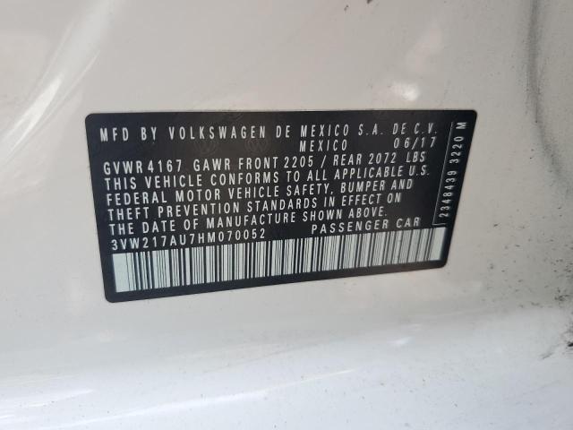 2017 VOLKSWAGEN GOLF S 3VW217AU7HM070052
