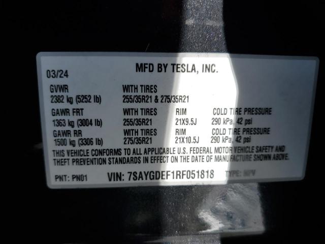 2024 TESLA MODEL Y 7SAYGDEF1RF051818