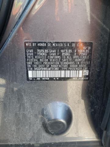 2020 HONDA FIT SPORT 3HGGK5H65LM731380