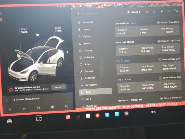 2022 TESLA MODEL Y 7SAYGDEE0NF306976