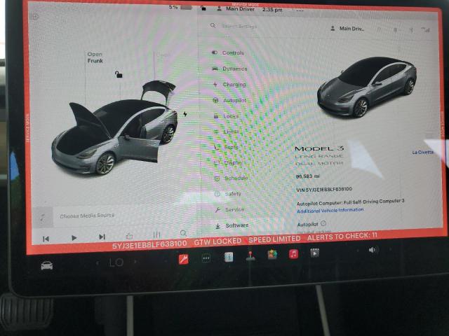 2020 TESLA MODEL 3 5YJ3E1EB8LF638100