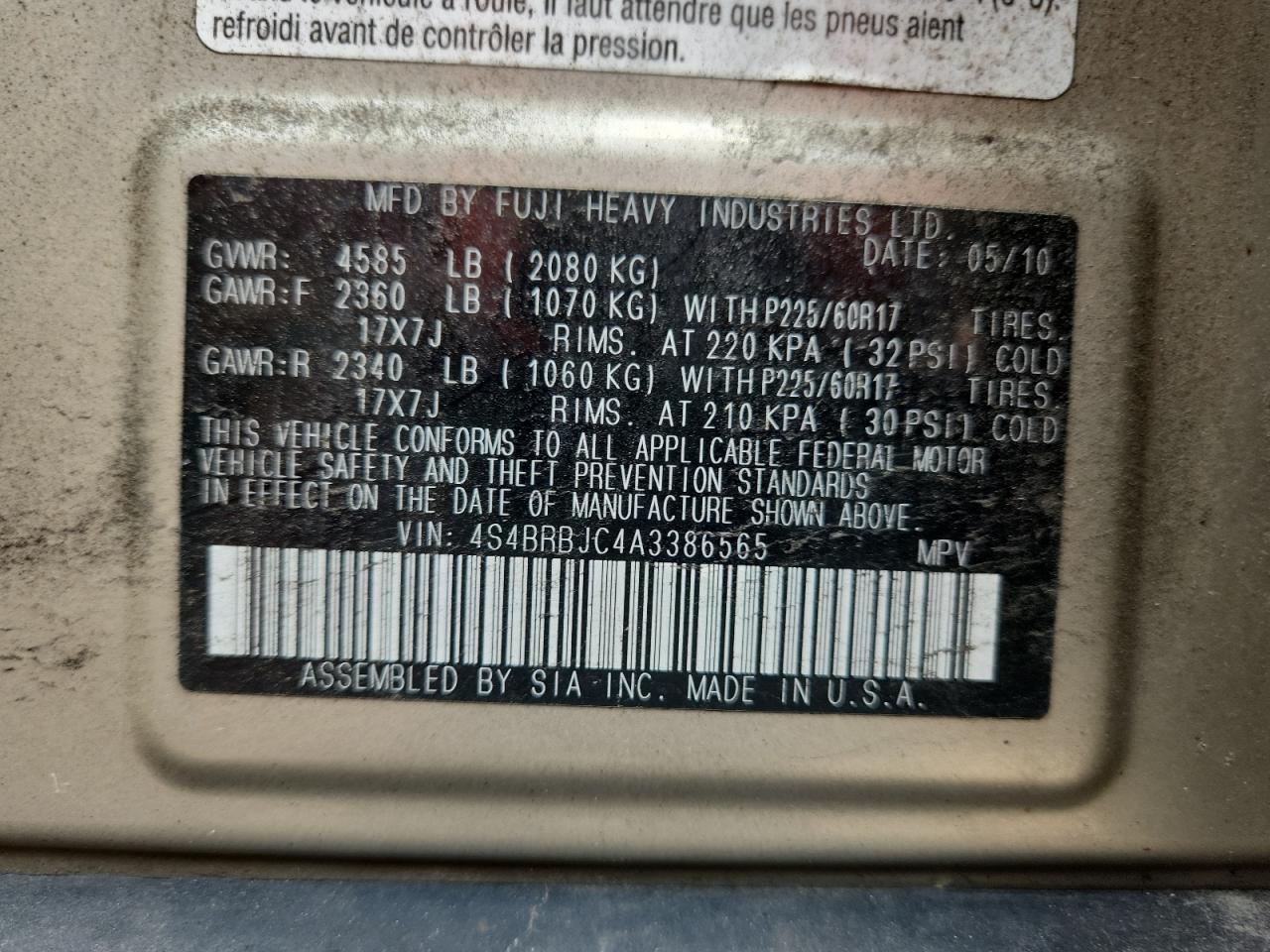 SUBARU OUTBACK 2.5I LIMITED