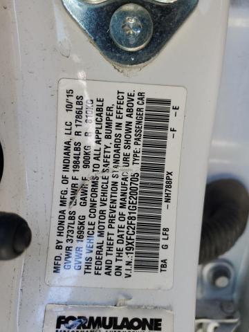 2016 HONDA CIVIC EX 19XFC2F81GE200705