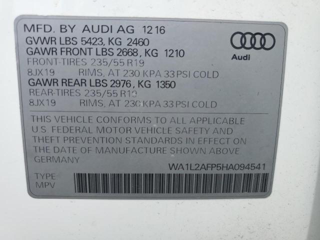 2017 AUDI Q5 PREMIUM WA1L2AFP5HA094541