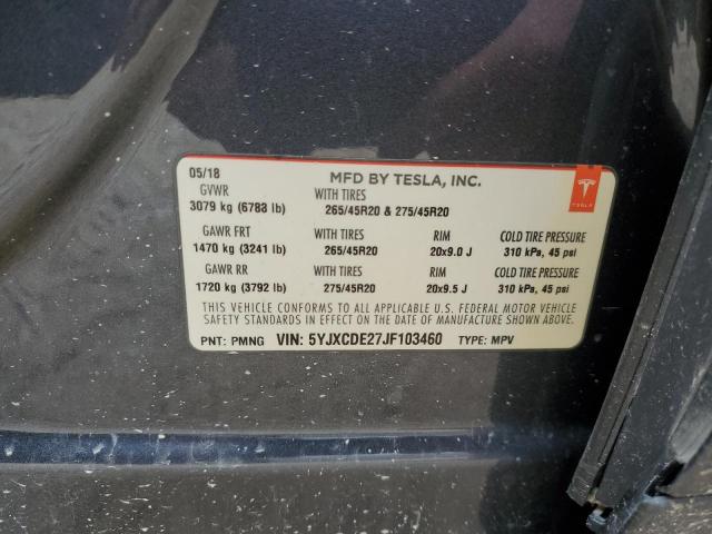 2018 TESLA MODEL X 5YJXCDE27JF103460