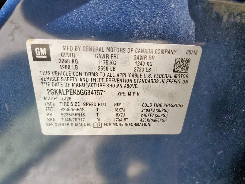 2016 GMC TERRAIN SL 2GKALPEK5G6347571