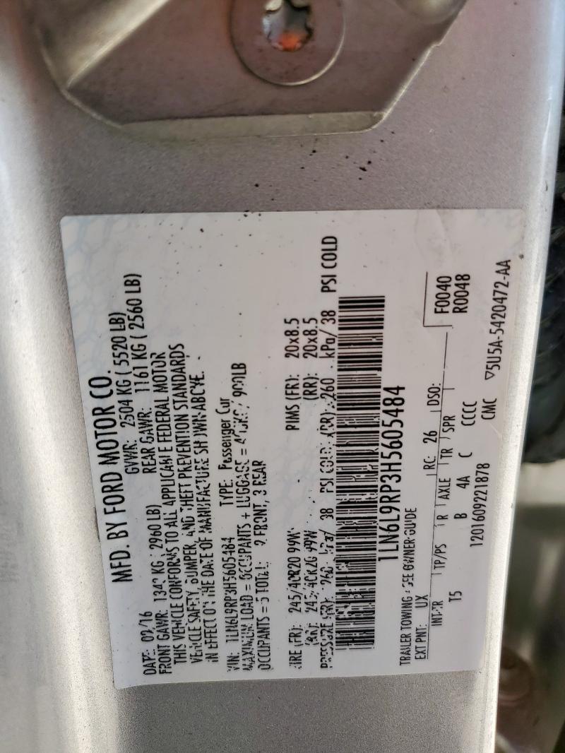 2017 LINCOLN CONTINENTA 1LN6L9RP3H5605484