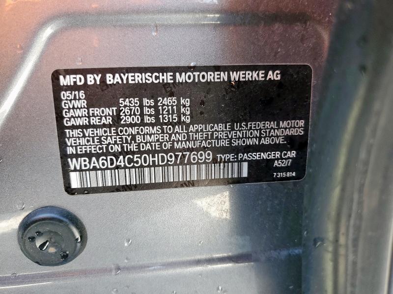 2017 BMW 650 I GRAN WBA6D4C50HD977699