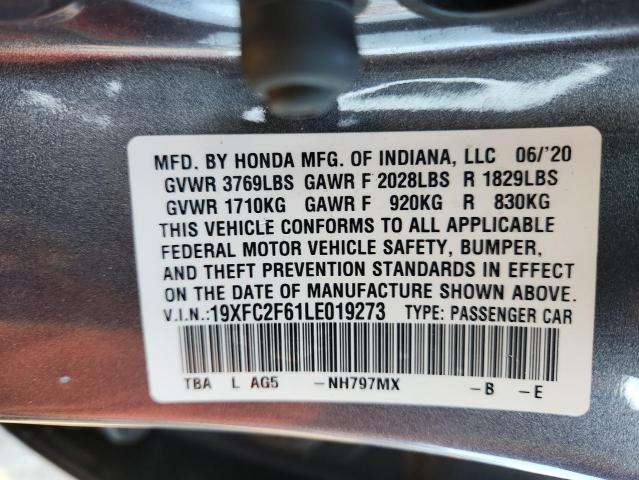 2020 HONDA CIVIC LX 19XFC2F61LE019273
