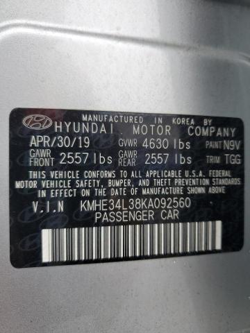 2019 HYUNDAI SONATA HYB KMHE34L38KA092560