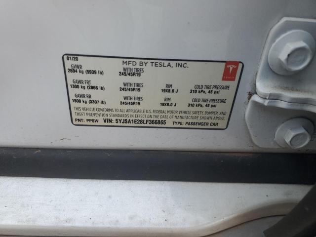 2020 TESLA MODEL S 5YJSA1E28LF366865