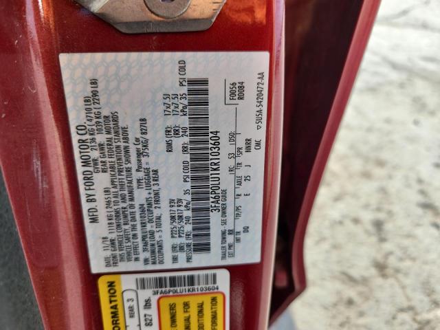 2019 FORD FUSION SE 3FA6P0LU1KR103604