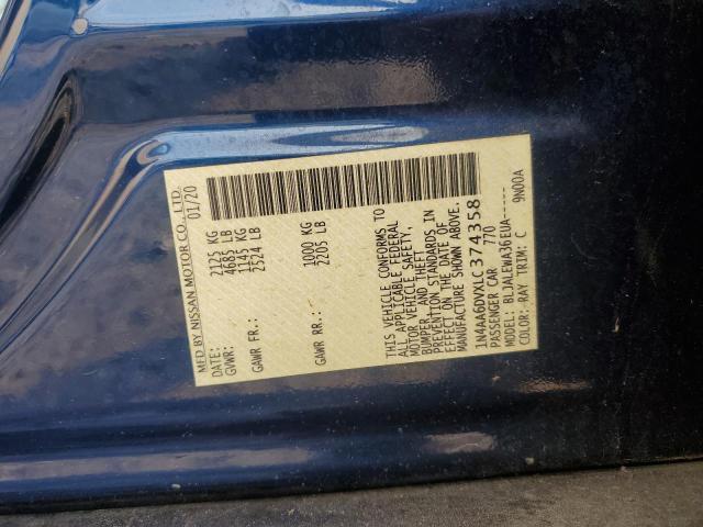 2020 NISSAN MAXIMA SL 1N4AA6DVXLC374358