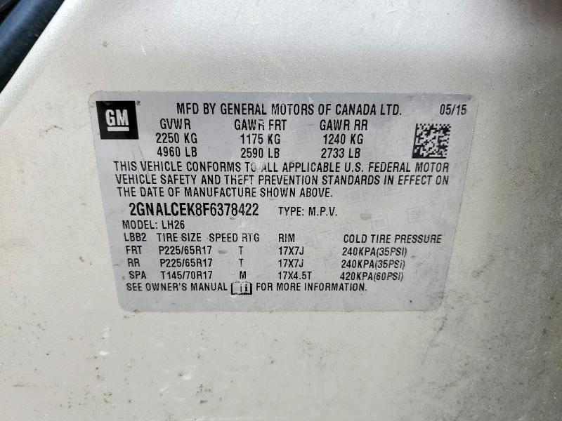 2015 CHEVROLET EQUINOX LT - 2GNALCEK8F6378422