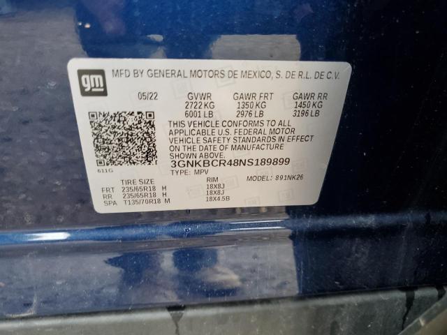 2022 CHEVROLET BLAZER 2LT 3GNKBCR48NS189899