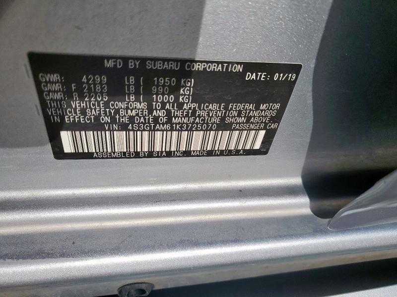 2019 SUBARU IMPREZA SP 4S3GTAM61K3725070