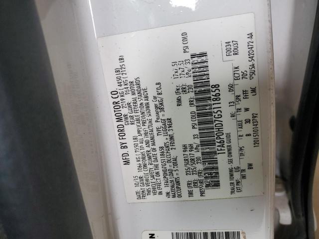 2016 FORD FUSION SE 1FA6P0HD7G5118658