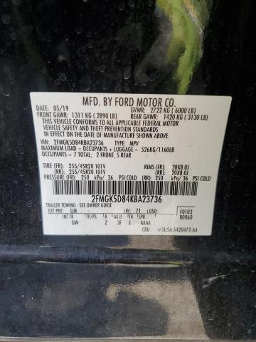2019 FORD FLEX LIMIT 2FMGK5D84KBA23736
