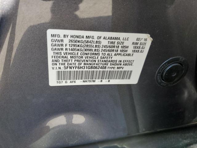 2016 HONDA PILOT EX 5FNYF6H31GB062408