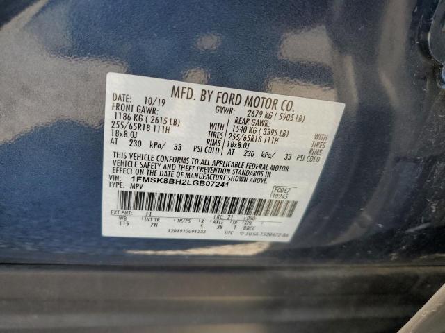 2020 FORD EXPLORER 1FMSK8BH2LGB07241