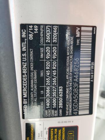 2015 MERCEDES-BENZ ML 400 4MA 4JGDA5GB3FA468256