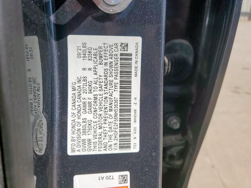 2022 HONDA CIVIC SPOR 2HGFE2F56NH536367