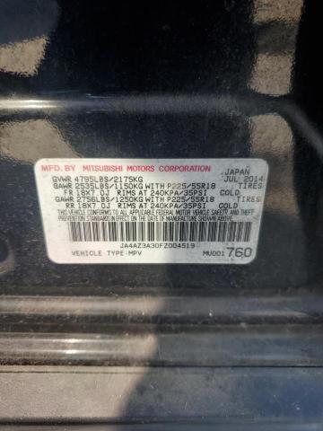 2015 MITSUBISHI OUTLANDER JA4AZ3A30FZ004519