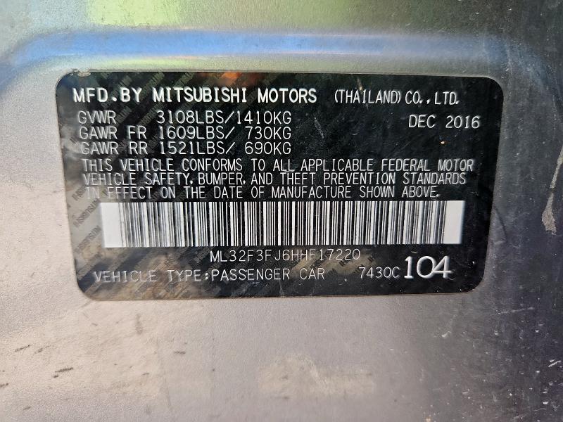 2017 MITSUBISHI MIRAGE G4 ML32F3FJ6HHF17220