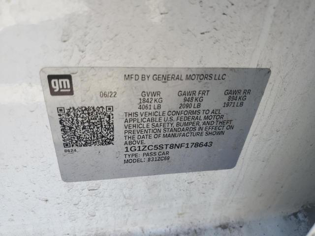 2022 CHEVROLET MALIBU LS 1G1ZC5ST8NF178643